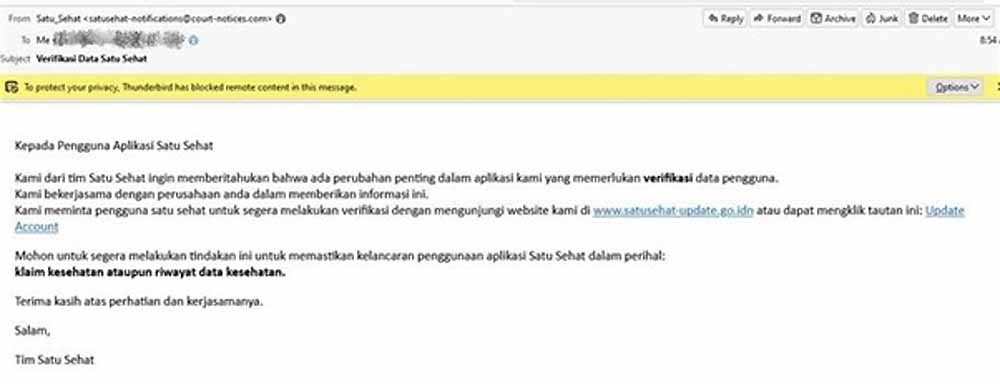 Penanganan Insiden Phishing Email Mengatasnamakan Direktur RS